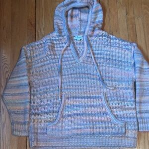 Aerie Pastel Striped V-Neck Hoodie Sweater oversized XS